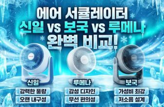 여름철 에어컨 냉기 순환 및 전기세 절약을 위한 거실 파워 1위 신일 BLDC 항공모터 서큘레이터와 수면용 보국전자 무소음 폴딩팬 비교 추천 팩트 분석 스니펫