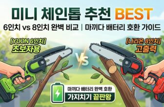 2026년 충전식 미니 체인톱 추천 순위 및 마끼다 배터리 호환 소형 전기톱 성능 비교 대표 이미지