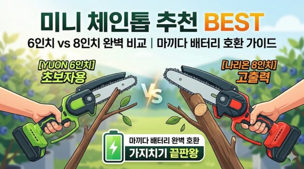 2026년 충전식 미니 체인톱 추천 순위 및 마끼다 배터리 호환 소형 전기톱 성능 비교 대표 이미지