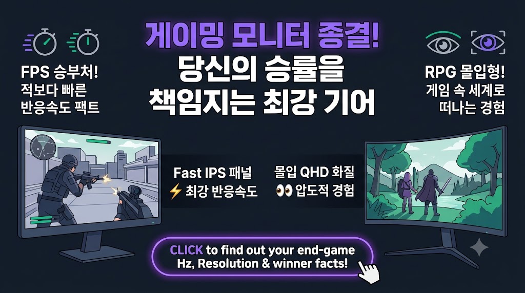 FPS 게임 에임 서포트를 위한 240Hz 초고주사율 Fast IPS 패널 기반 2026년 게이밍 모니터 추천 순위 비교표. 삼성 오디세이 G4 및 G5 커브드 QHD 32인치 모델 반응속도 스펙 대조 팩트 스니펫