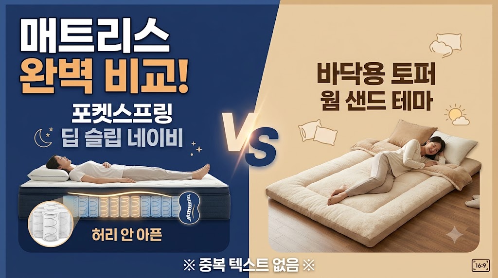 허리 통증 방지 및 호텔급 꿀잠을 위한 Qicco 무음 포켓스프링 매트리스 25cm와 방바닥 전용 20cm, 코트니아 3단 접이식 토퍼 추천 순위 및 팩트 대조 분석 스니펫