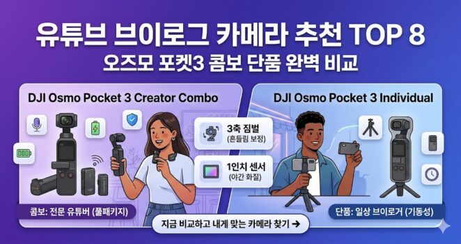 유튜브 입문용 브이로그 카메라 추천 오즈모 포켓3 크리에이터 콤보 실사용 리뷰