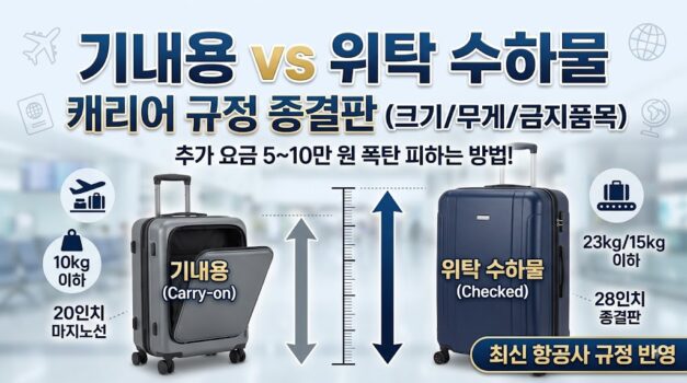 기내용 20인치 위탁 수하물 크기 무게 규정 및 공항 추가 요금 뺏김 방지 팁