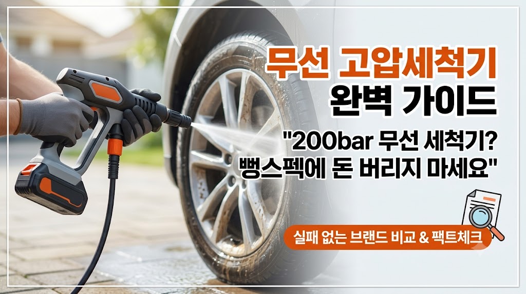 허위 스펙을 거르고 캠핑장 세차 성묘 벌초 물청소에 적합한 웍스 WU633 및 카처 무선 고압세척기 휴대용 세차건 추천 스펙 비교