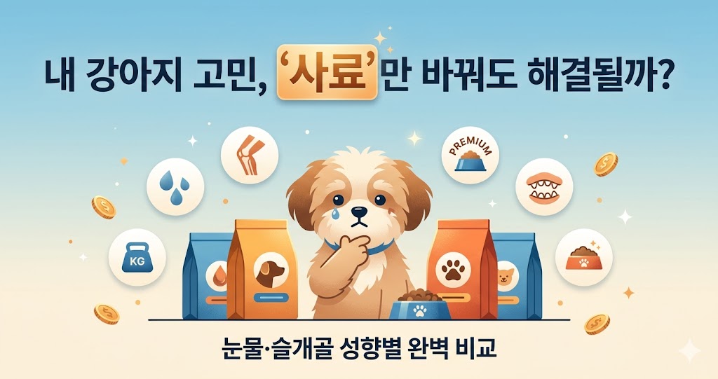 강아지 눈물 자국과 알러지를 잡는 가수분해 사료부터 슬개골 탈구 예방 관절 사료까지 목적별 강아지 사료 추천 라인업 완벽 비교 가이드