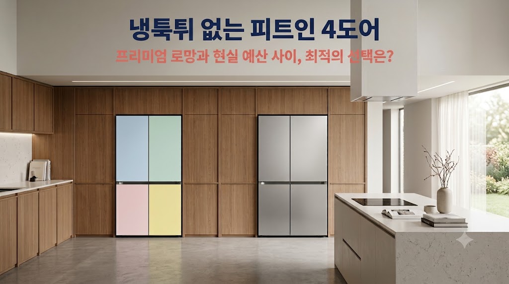 냉툭튀 없는 주방을 위한 삼성 비스포크 키친핏과 캐리어 모드비 피트인 4도어 냉장고 실구매가 및 스펙 비교 이미지