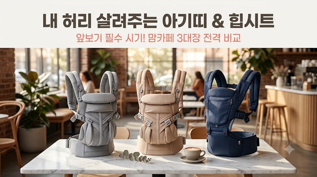 부모의 허리와 어깨 통증을 줄여주는 앞보기 아기띠 힙시트 3대장 (에르고베이비 옴니, 베이비뵨 하모니, 포그내 맥스 올인원) 현실 장단점 비교 이미지