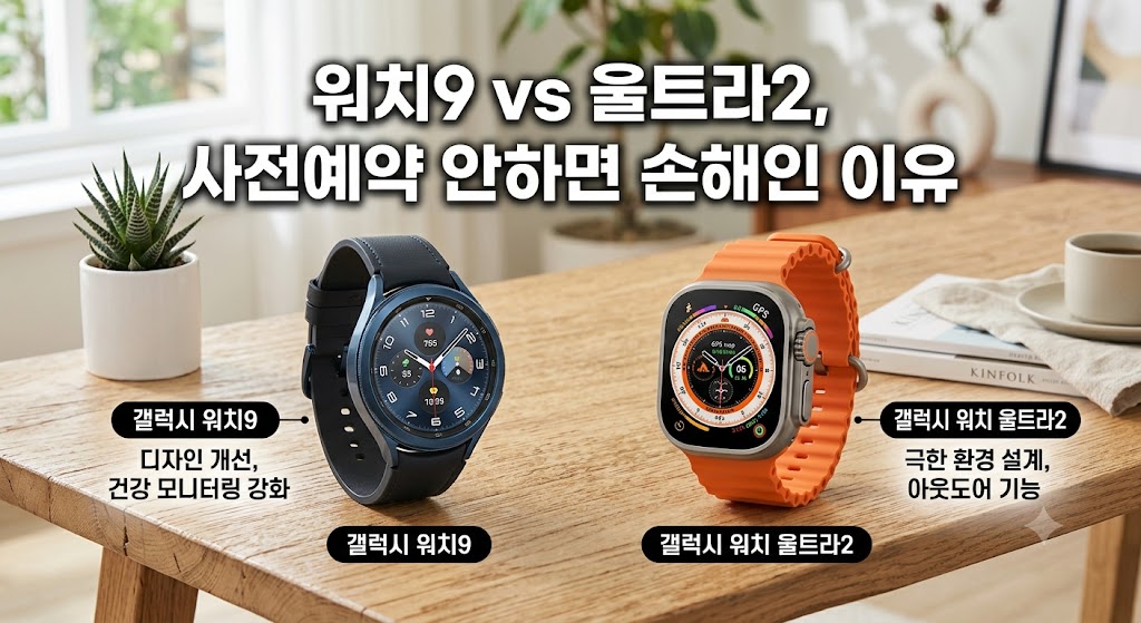 갤럭시 워치9 일반 모델과 워치 울트라2 티타늄 모델 가격 스펙 비교 및 쿠팡 사전구매 알림 신청 스니펫