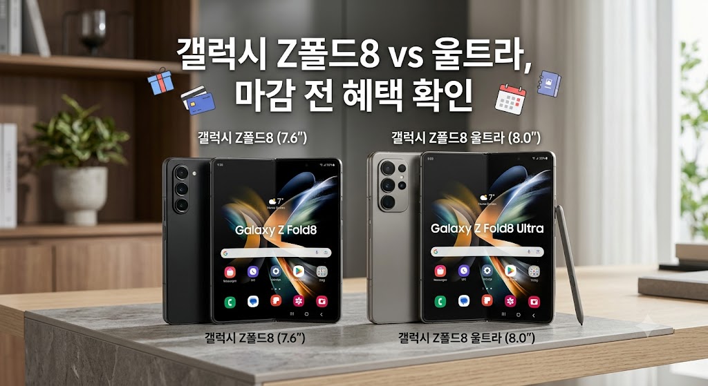 갤럭시 Z 폴드8 일반 및 울트라 자급제 사전예약 더블 스토리지 혜택 비교 썸네일