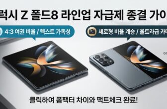 갤럭시 Z 폴드8 자급제 및 폴드8 울트라 폼팩터 디자인 스펙 비교