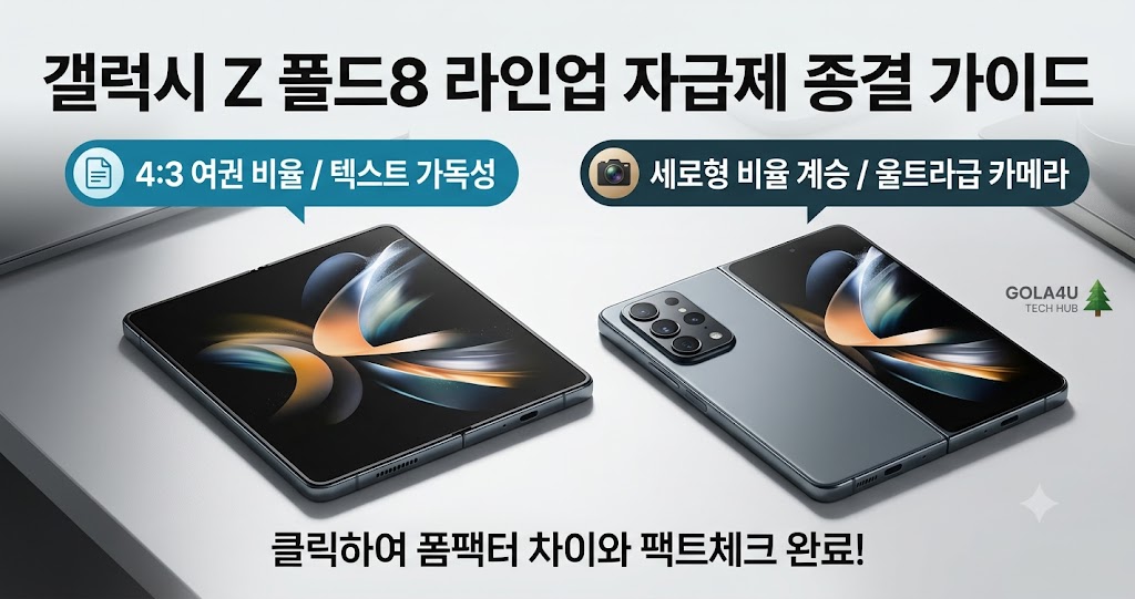 갤럭시 Z 폴드8 자급제 및 폴드8 울트라 폼팩터 디자인 스펙 비교