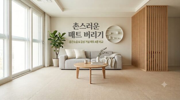 아기 있는 집의 층간소음을 방지하고 감성적인 거실 인테리어를 완성해 주는 흡착 타일 논슬립 바닥 매트와 워셔블 러그 시공 추천 비교 이미지