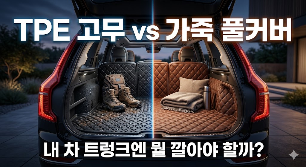 패밀리 SUV 차량의 차박 평탄화 및 도막 스크래치 오염 방지를 위한 실패 없는 자동차 트렁크매트 추천 가이드 및 메이튼 가죽 퀼팅 풀커버, 무독성 3D TPE 고무 매트, 수가 TPV 카본 스펙 데이터 비교 분석 스니펫