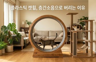 층간소음을 방지하는 무소음 원목 캣휠과 튼튼한 수직 공간을 제공하는 캣폴 캣타워 거실 펫테리어 디자인 비교 썸네일