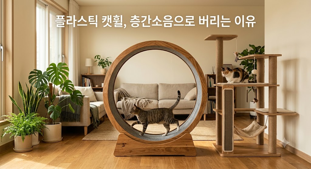 층간소음을 방지하는 무소음 원목 캣휠과 튼튼한 수직 공간을 제공하는 캣폴 캣타워 거실 펫테리어 디자인 비교 썸네일