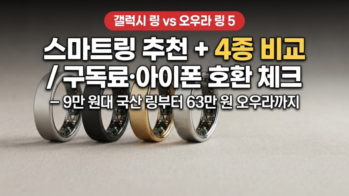 스마트링 추천 4종 비교 썸네일 - 갤럭시 링·오우라 링 5·국산 링의 구독료와 아이폰 호환 체크