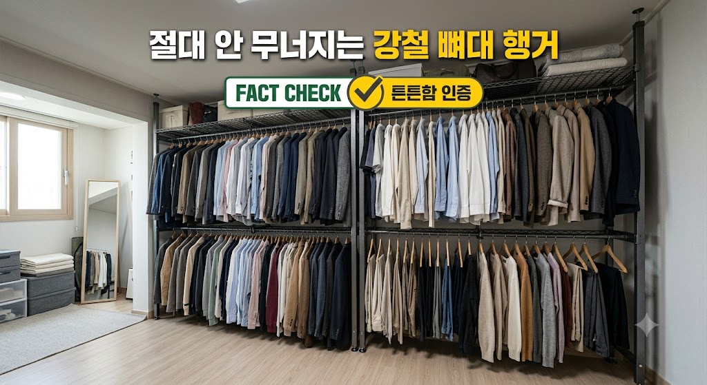 옷 100벌 걸어도 안 무너지는 튼튼한 이동식 기둥식 시스템 철제 행거 추천